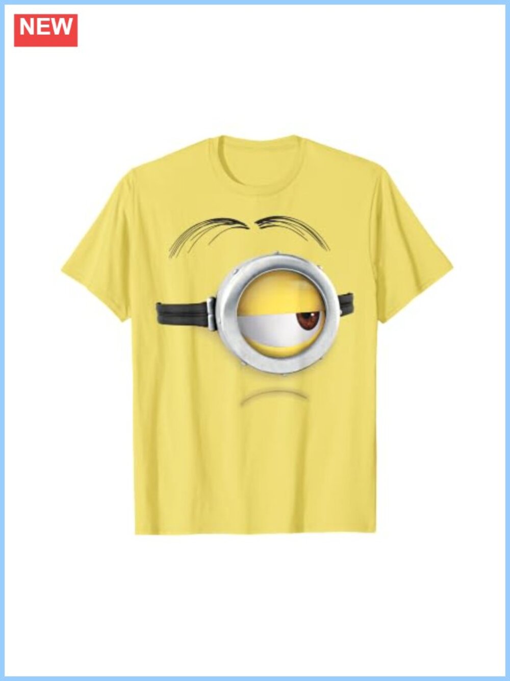 Minions Stuart Frown Face Graphic Tee Classic Fit Crew Neck Short Sleeve